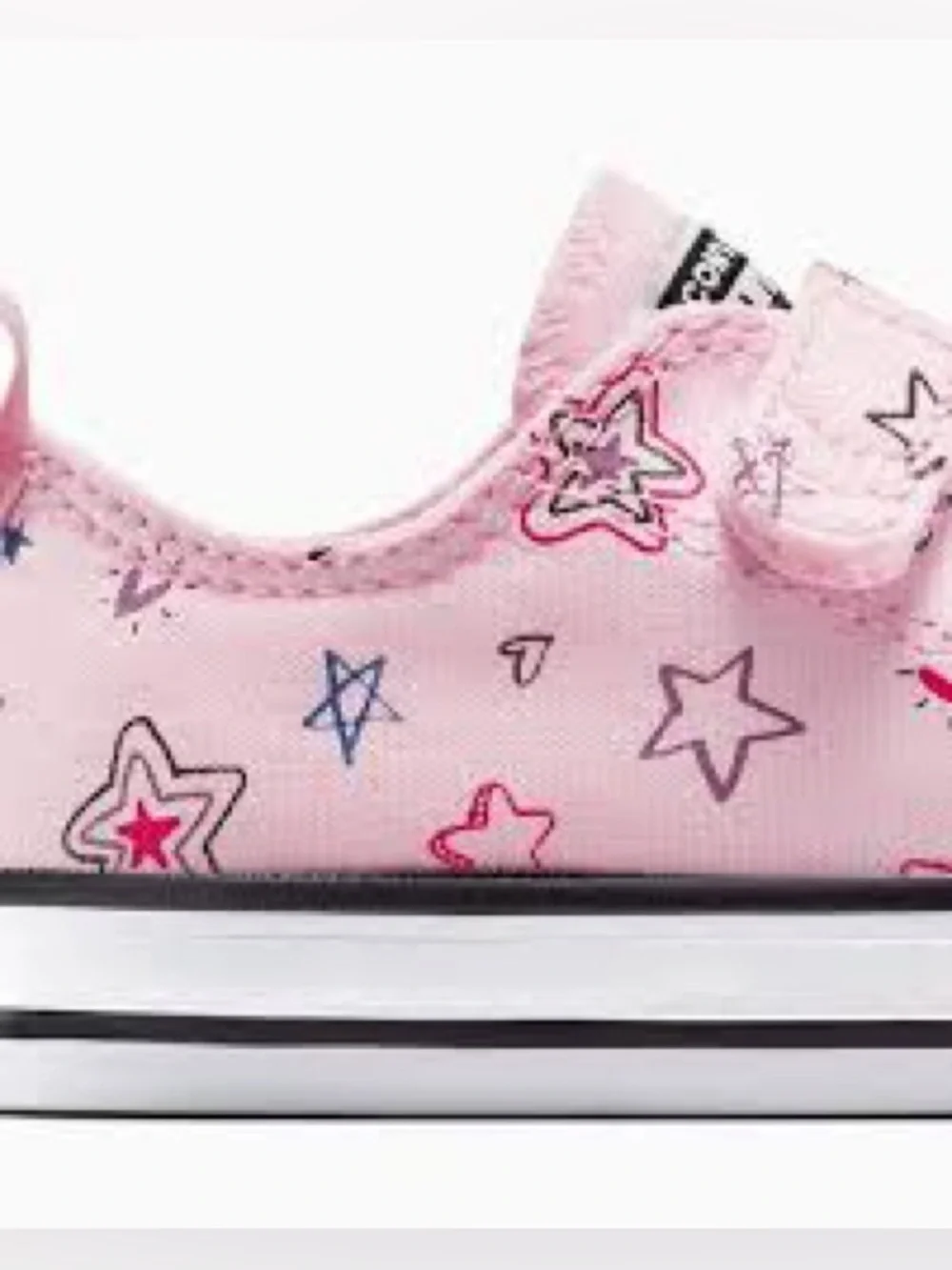 Converse Kids Pink Doodle Star Print Velcro Toddler Sneakers